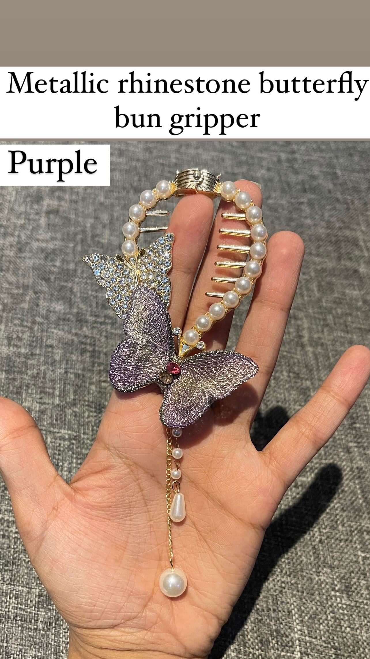 Metallic Butterfly Bun Claw Gripper