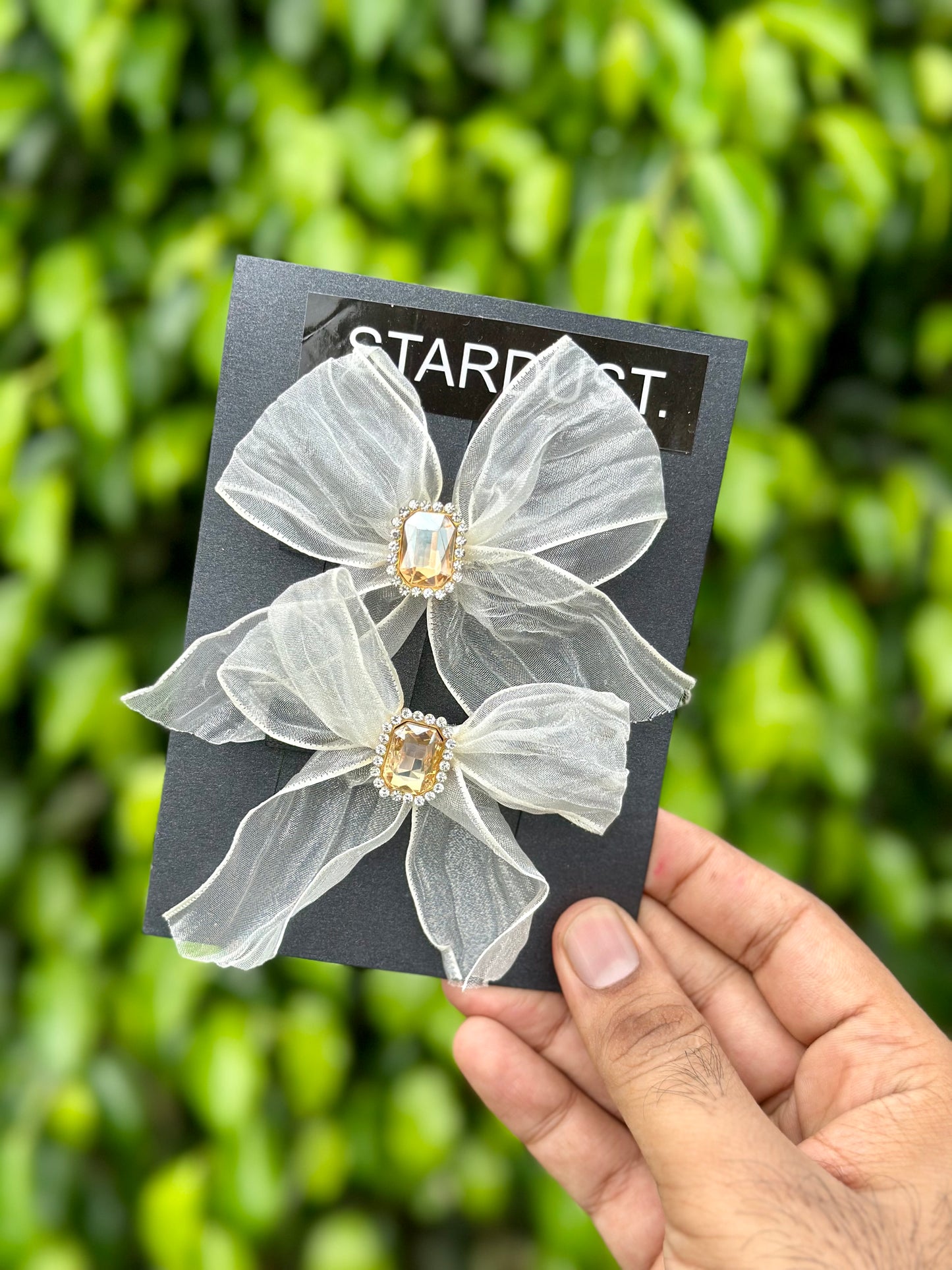 Organza Bow Pairs with Jewel Detailing