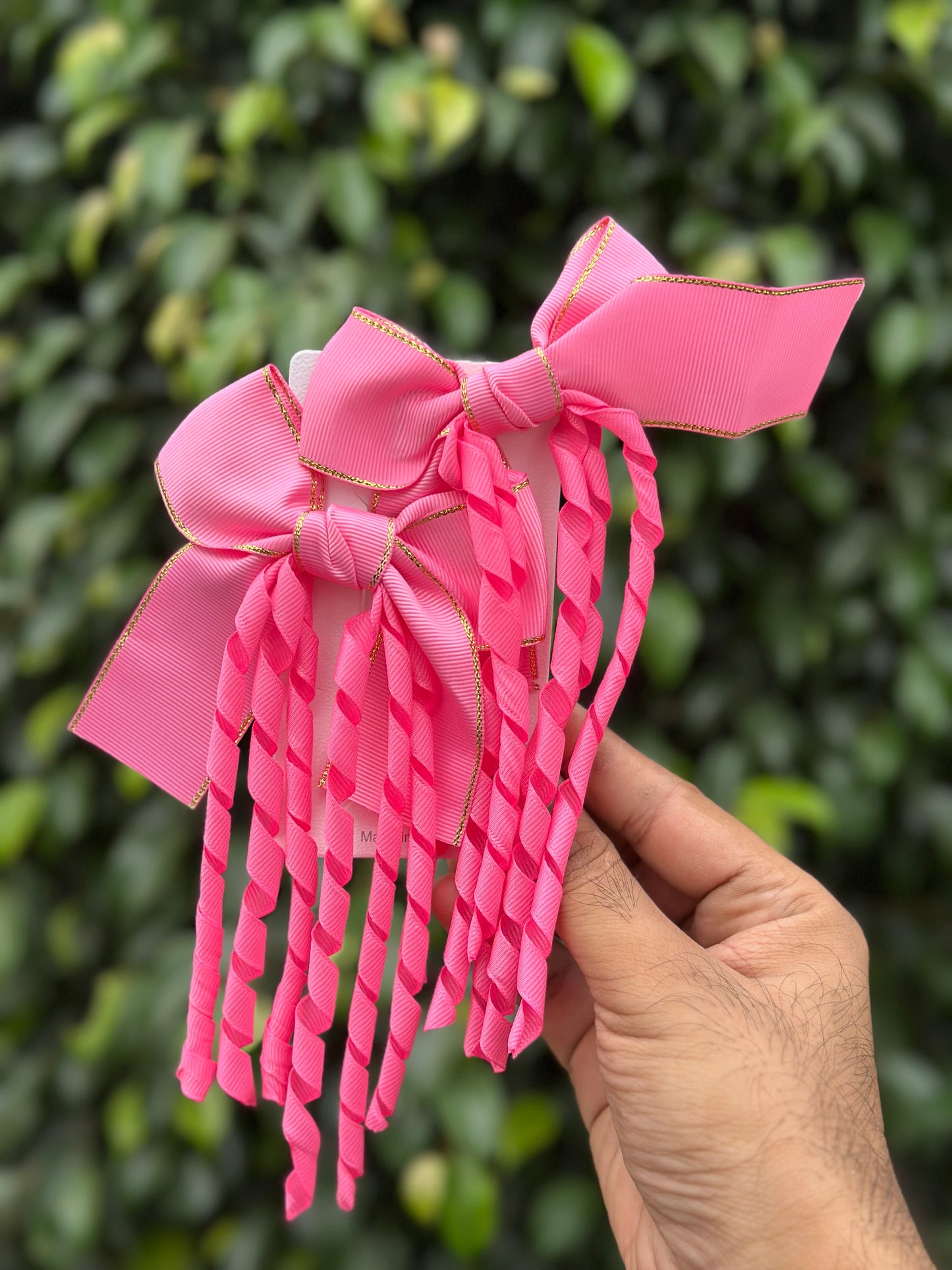 Long Spiral Hanging Bow Clipon Pairs with Gold Edging🔥