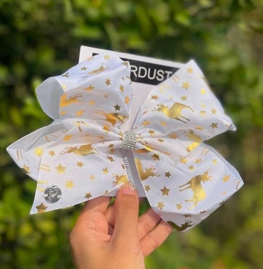 Gold n white reindeer print jojo siwa bow