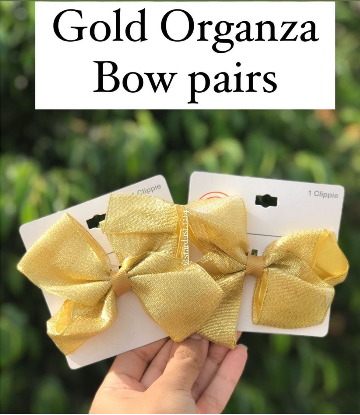 Gold organza bows pair
