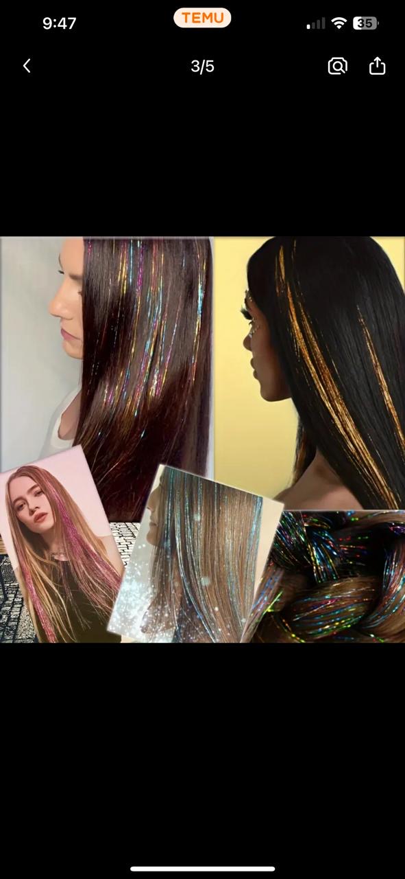 Glittered clip-in Hair Tinsels🔥