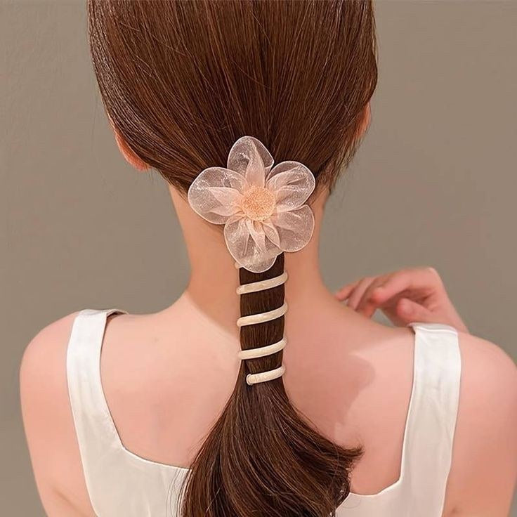 Organza Flower Styling Hair Spiral(single)