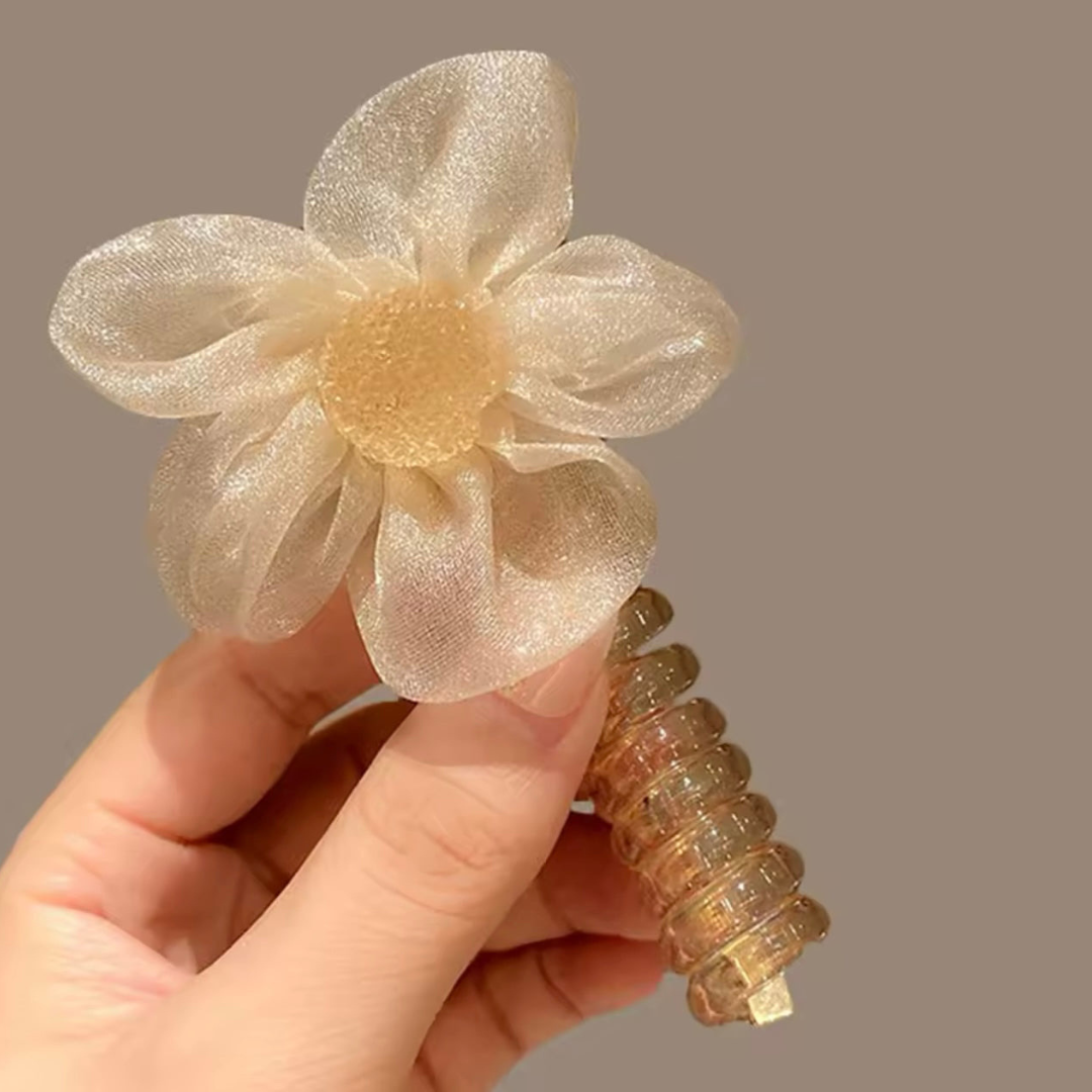 Organza Flower Styling Hair Spiral(single)