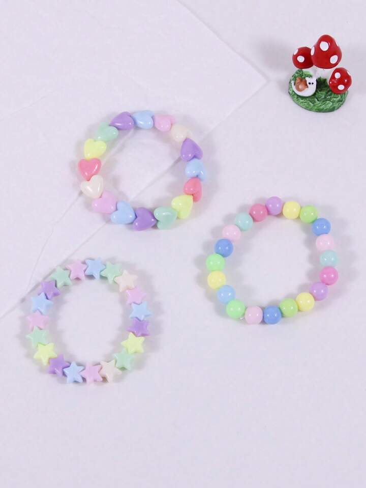 SHEIN Inspired Rainbow 🌈 Pastel Star and Heart Beaded Bracelets(2pcs)🔥
