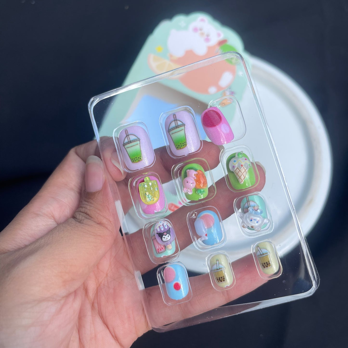 3D Character Kids Pre-glued Stickon Nails🔥