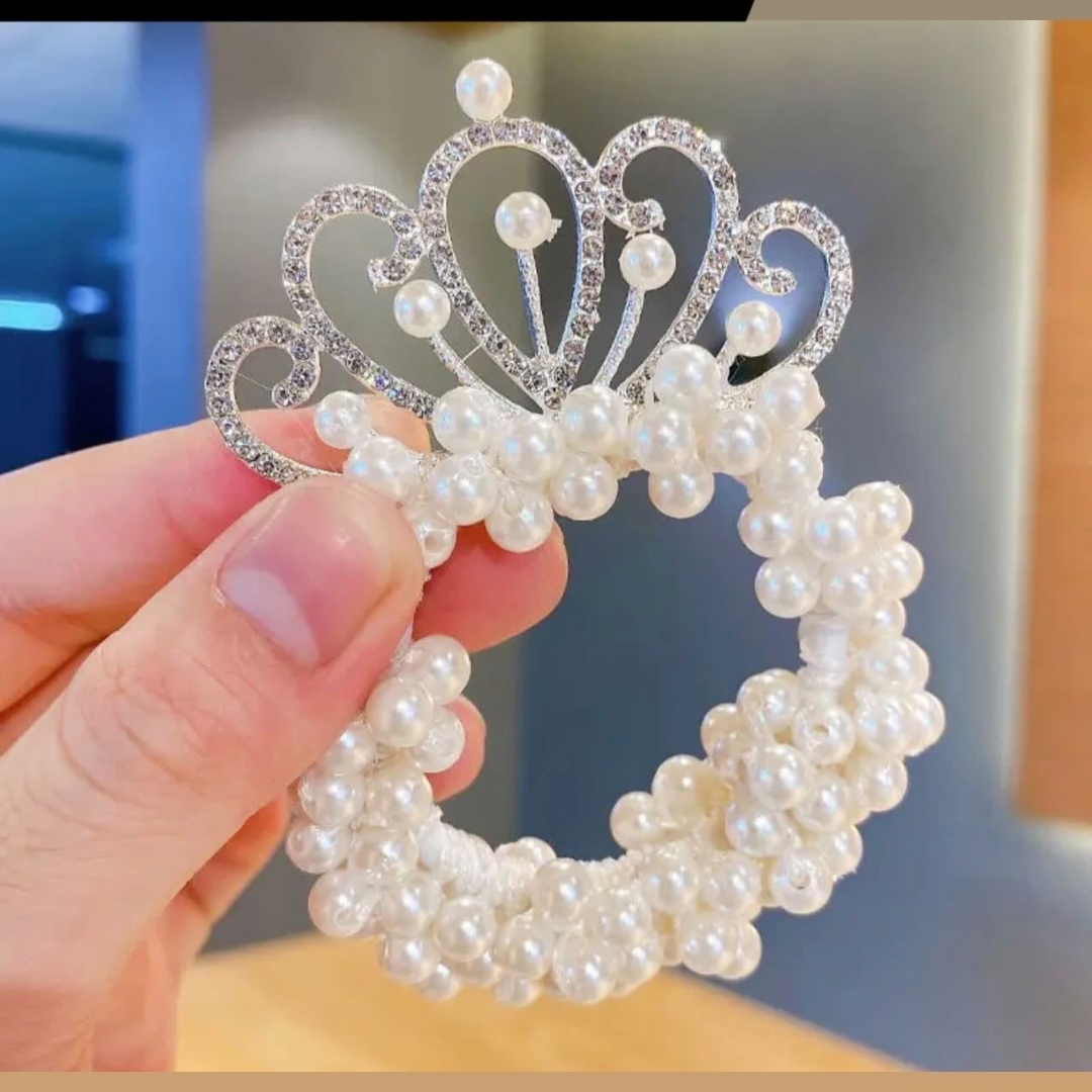 Rhinestone Tiara Pearl Hairties