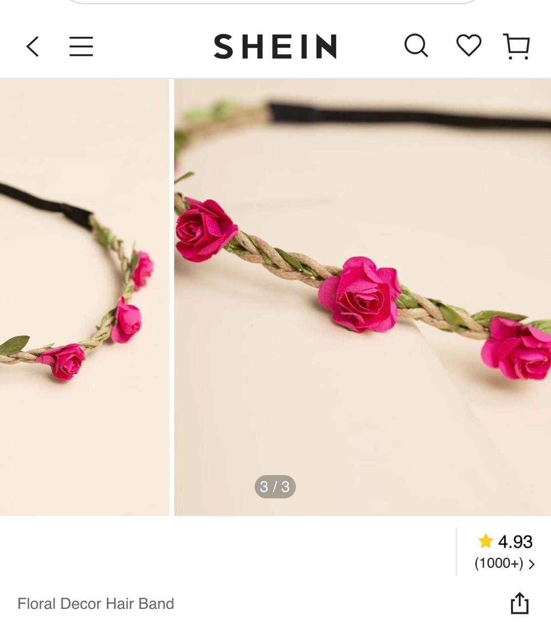 Shein Bohemian Floral Hairvine