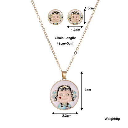 Cute Girl Necklace and Earrings Set