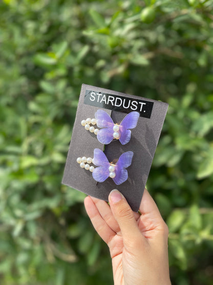 Pearl clips with organza butterfly