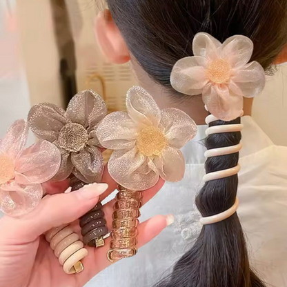 Organza Flower Styling Hair Spiral(single)