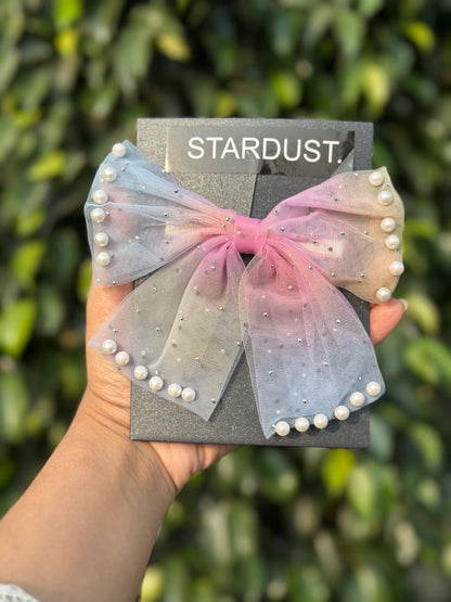 Rhinestone and Pearl Studded Shaded Net Bows🔥