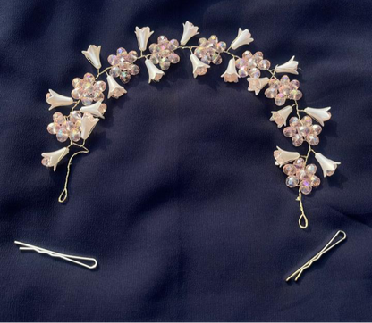 Powder Pink Crystal and Tulip Headpiece🔥