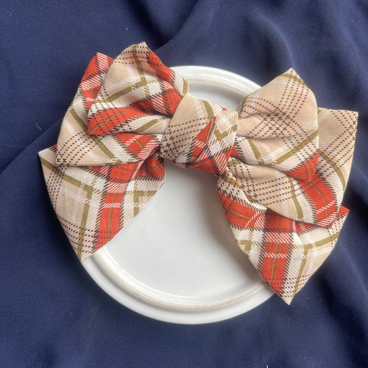 Triple layered checkered chiffon bow