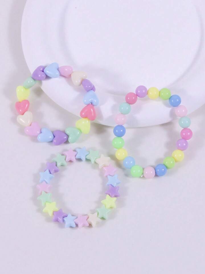 SHEIN Inspired Rainbow 🌈 Pastel Star and Heart Beaded Bracelets(2pcs)🔥