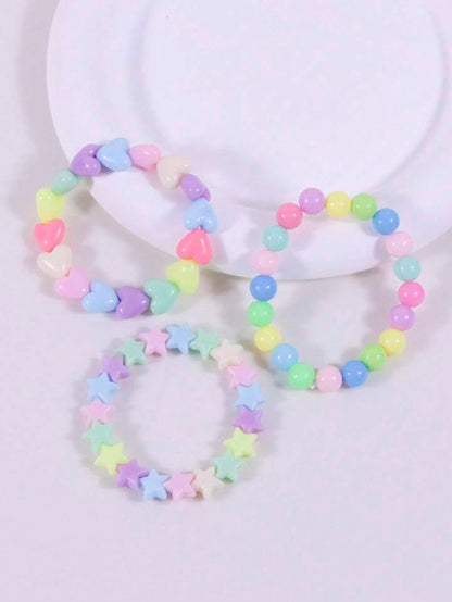 SHEIN Inspired Rainbow 🌈 Pastel Star and Heart Beaded Bracelets(2pcs)🔥