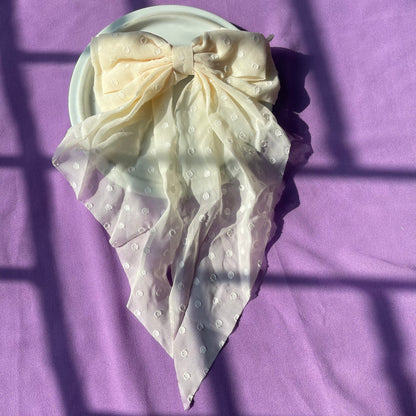 Chiffon hanging cream bow
