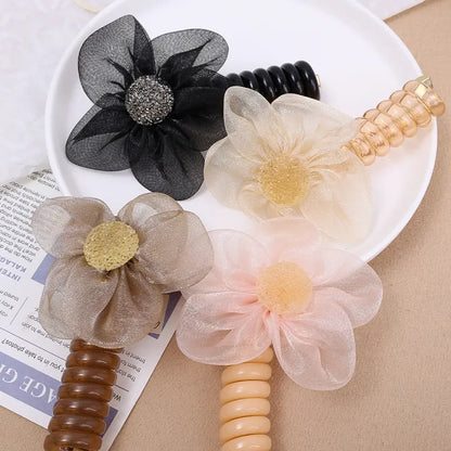 Organza Flower Styling Hair Spiral(single)
