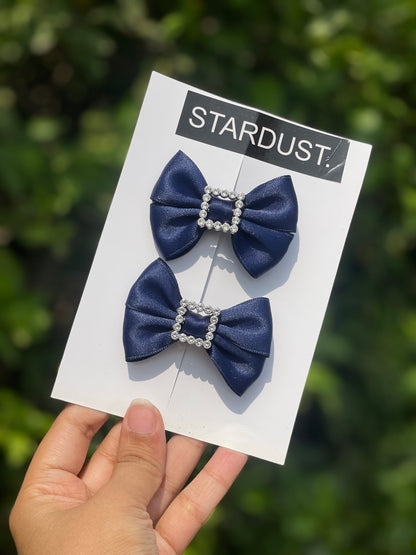 Silk Bow Pairs with Rhinestone Detailing