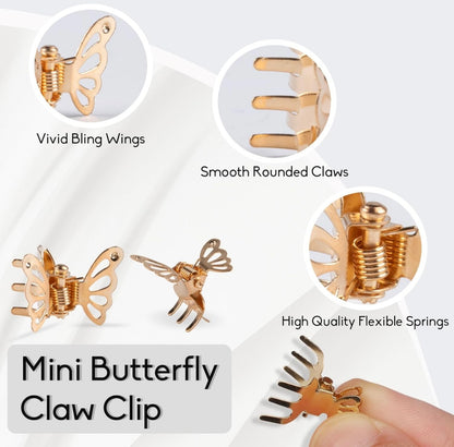 Gold Metallic Delicate Butterfly Mini Styling Claws