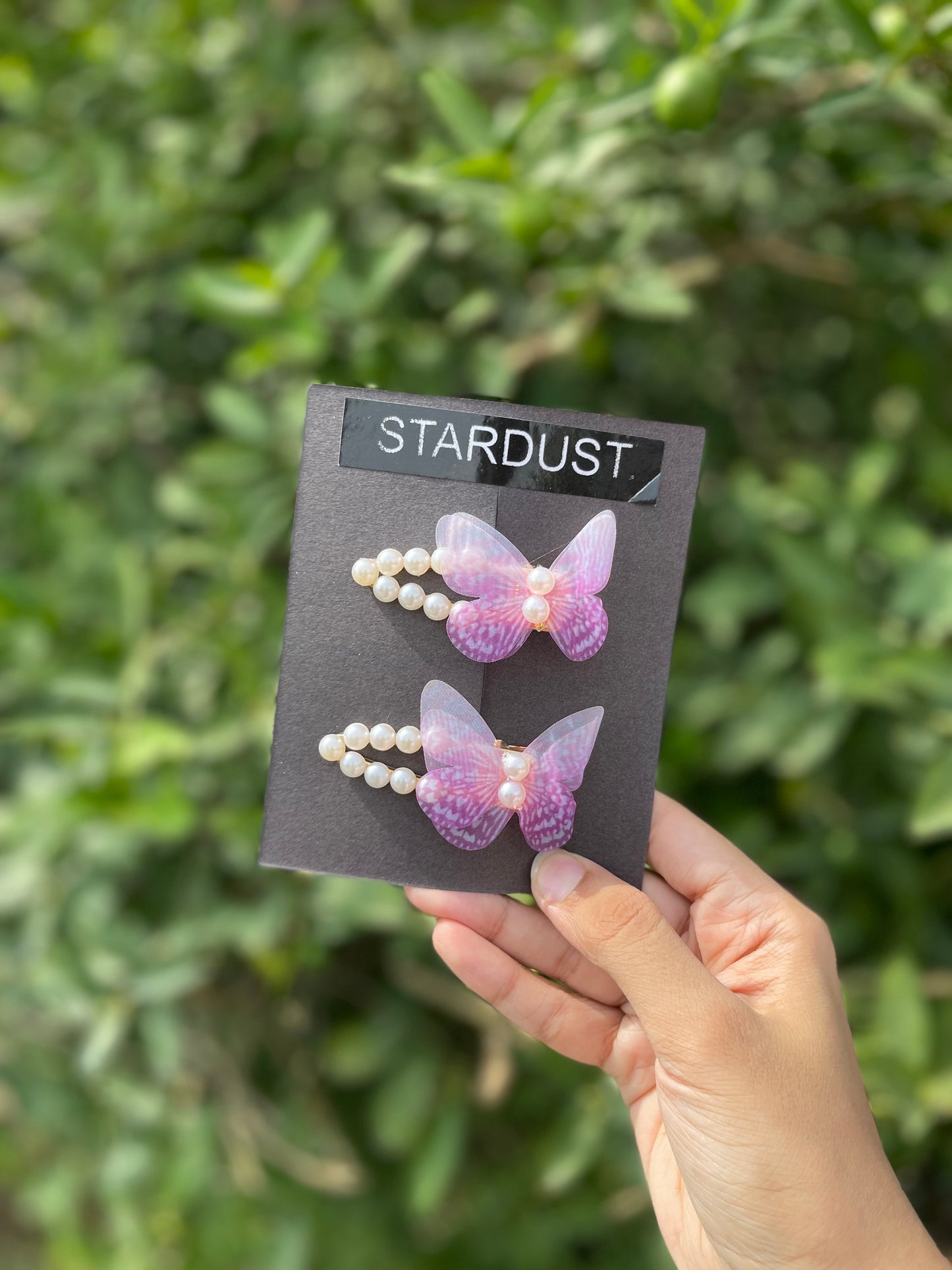 Pearl clips with organza butterfly