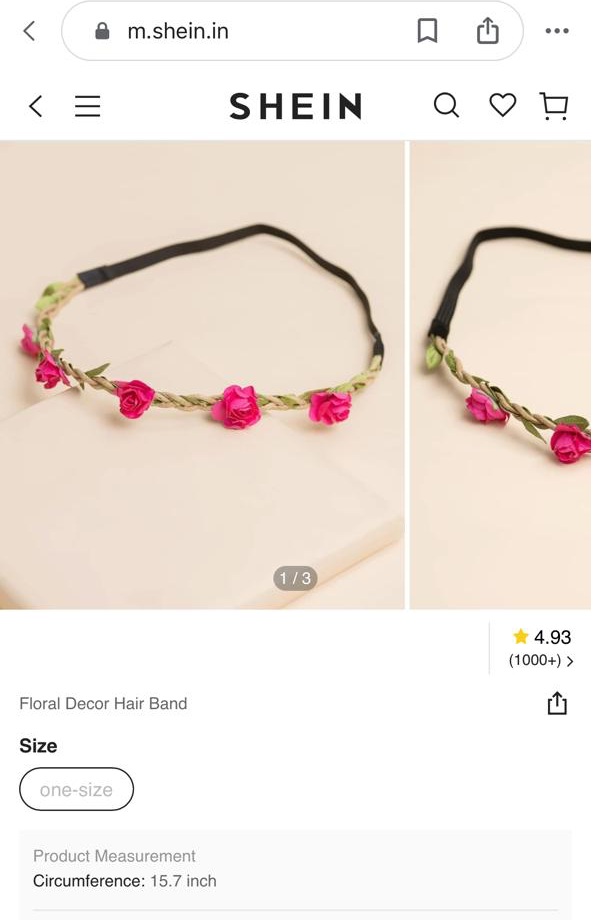 Shein Bohemian Floral Hairvine