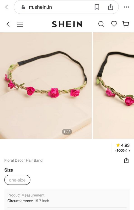 Shein Bohemian Floral Hairvine
