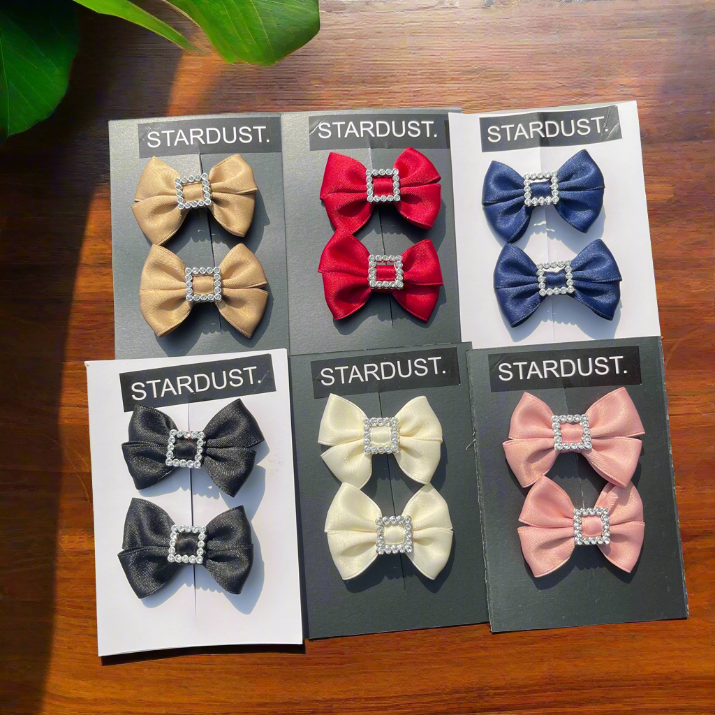 Silk Bow Pairs with Rhinestone Detailing