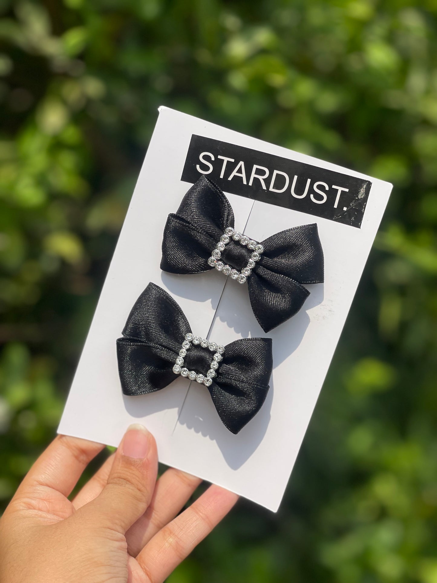 Silk Bow Pairs with Rhinestone Detailing