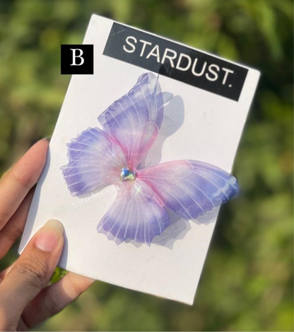 Large Double Layered Organza Butterfly Clipons