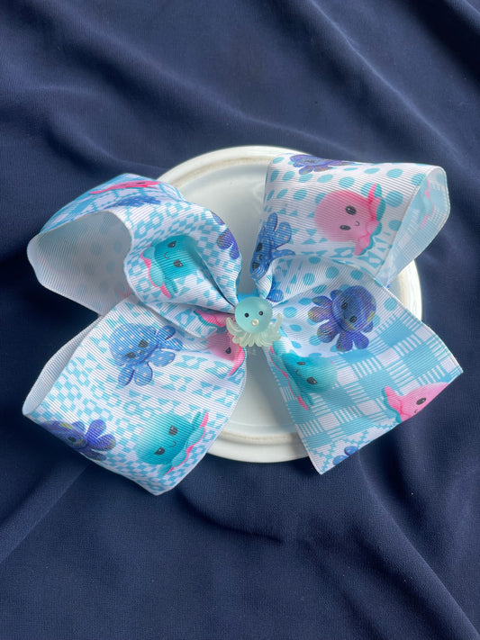 Octopus printed bow with topper