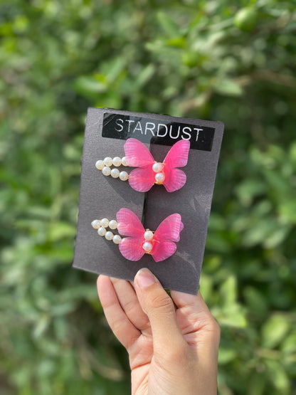 Pearl clips with organza butterfly