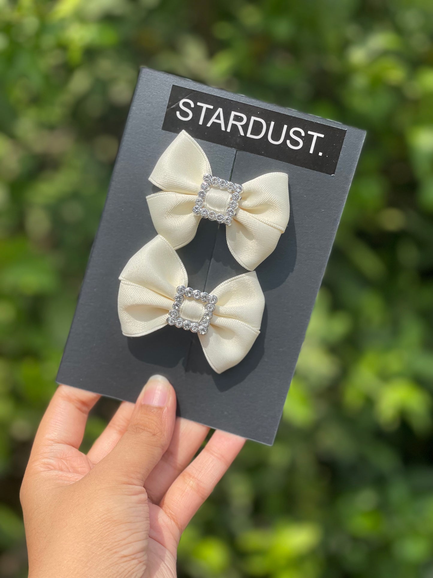 Silk Bow Pairs with Rhinestone Detailing