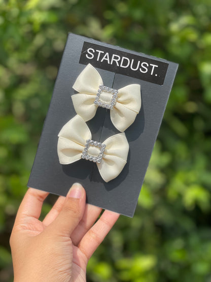 Silk Bow Pairs with Rhinestone Detailing