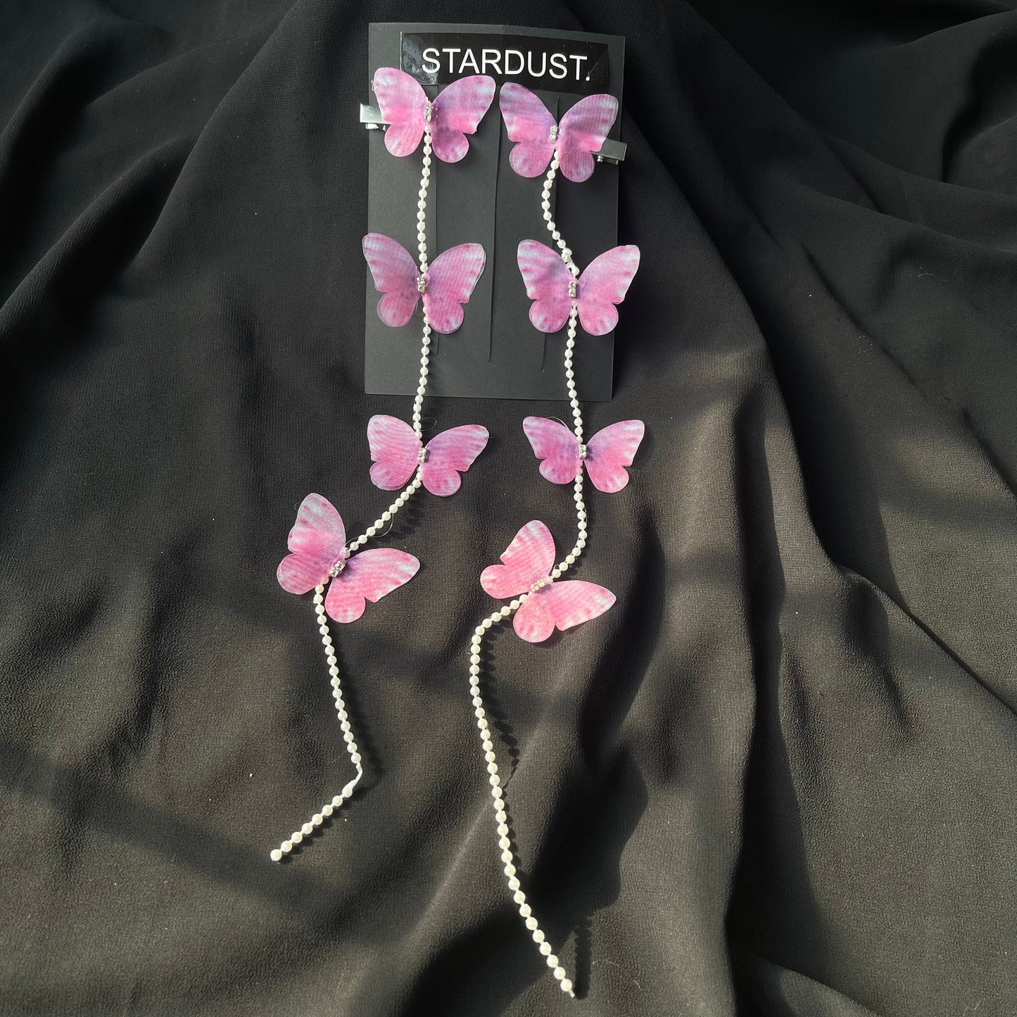 Organza butterfly hanging clipons for braids