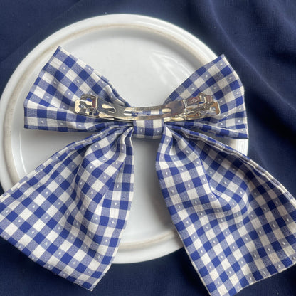 Blue&white checkered school bow