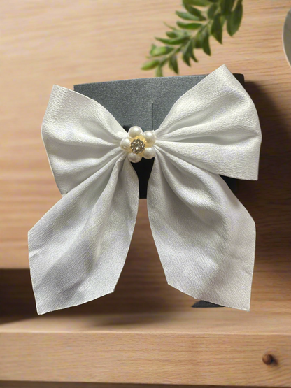 Silk Hanging Bows With Pearl Flower Detailing