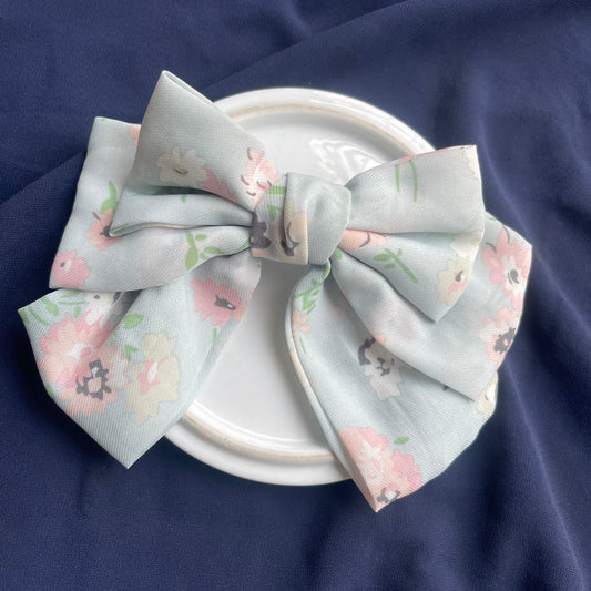 Triple layered Floral Printed Chiffon Bow