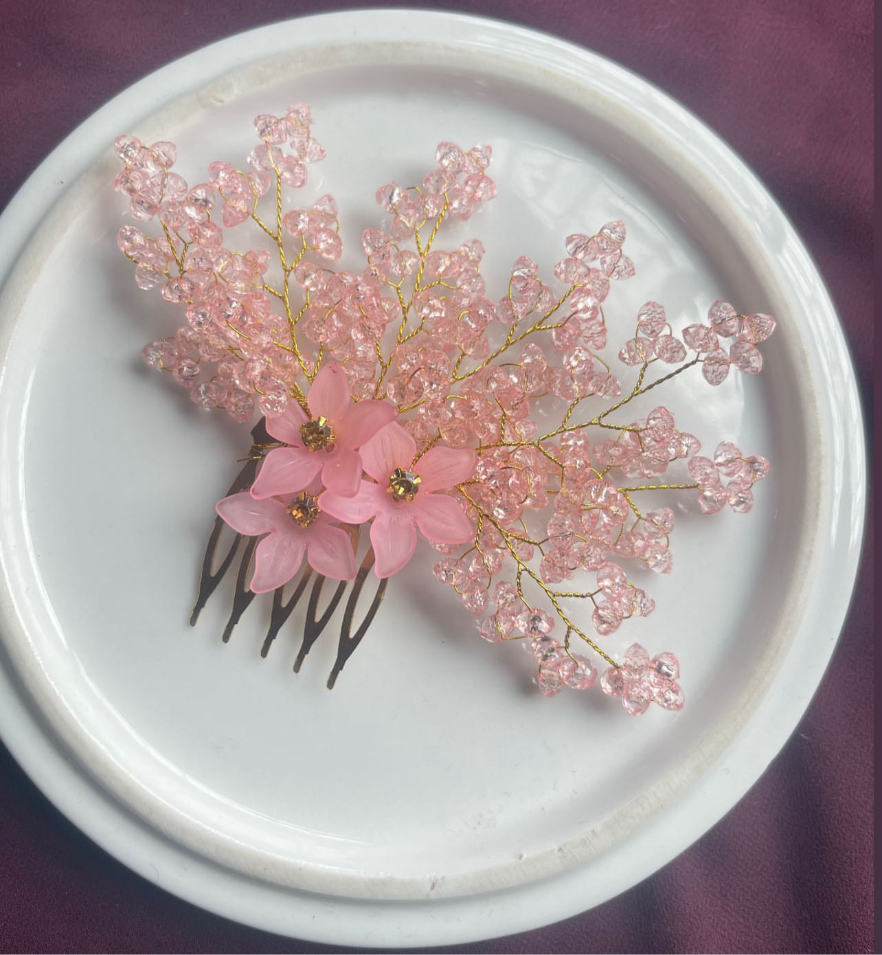 Frosted Flower Crystal Comb Clip
