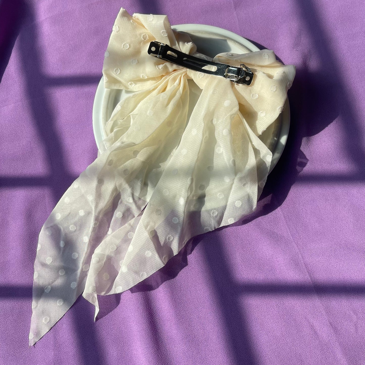 Chiffon hanging cream bow