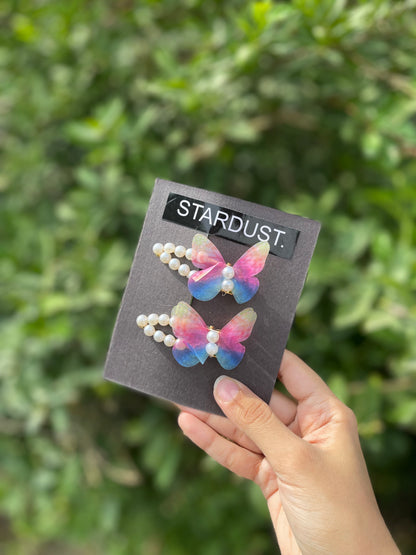 Pearl clips with organza butterfly