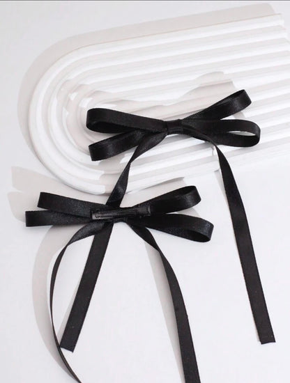 Black Hanging Ribbon Bows Pair🔥