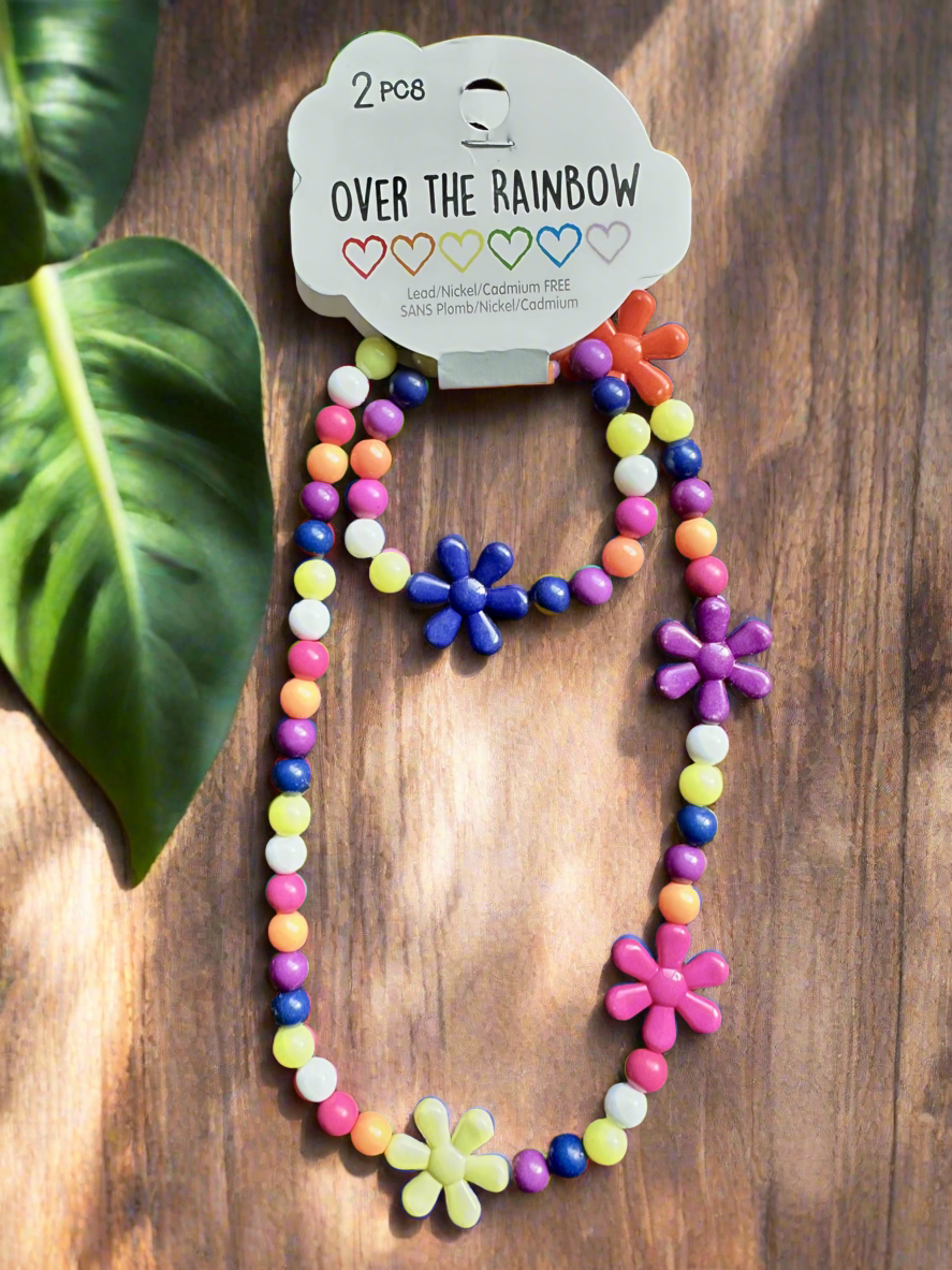 Daisy 🌼 Flower Beaded Vivid Necklace and Bracelets Duo🔥