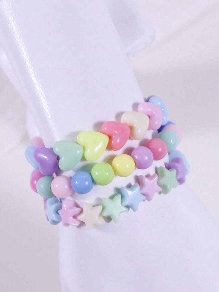SHEIN Inspired Rainbow 🌈 Pastel Star and Heart Beaded Bracelets(2pcs)🔥