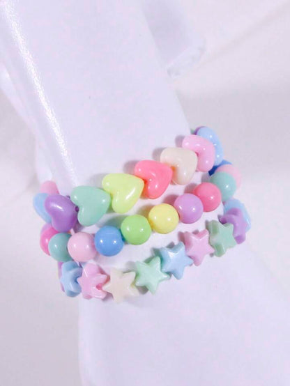 SHEIN Inspired Rainbow 🌈 Pastel Star and Heart Beaded Bracelets(2pcs)🔥