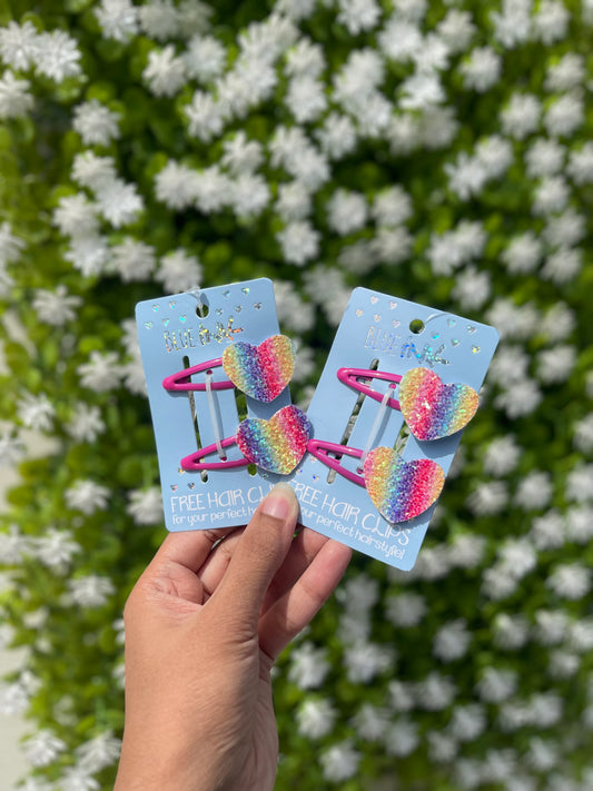 Glittered Heart Snapclip Pairs