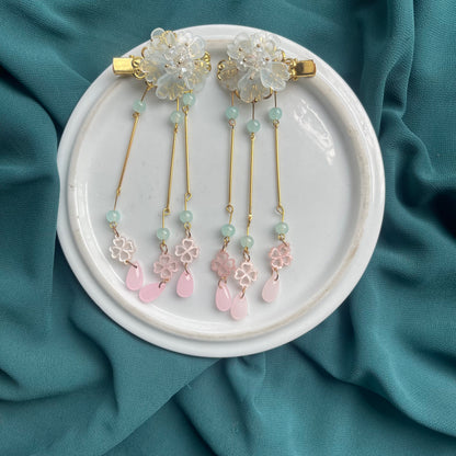 Long Hanging Acrylic Flower Clipon Pairs