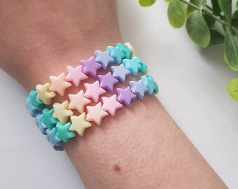 SHEIN Inspired Rainbow 🌈 Pastel Star and Heart Beaded Bracelets(2pcs)🔥