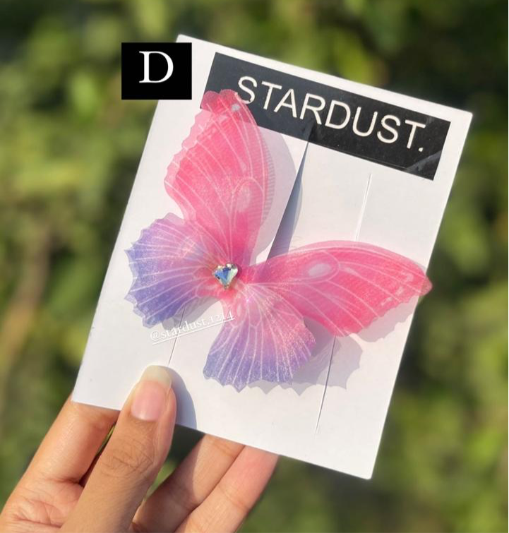 Large Double Layered Organza Butterfly Clipons