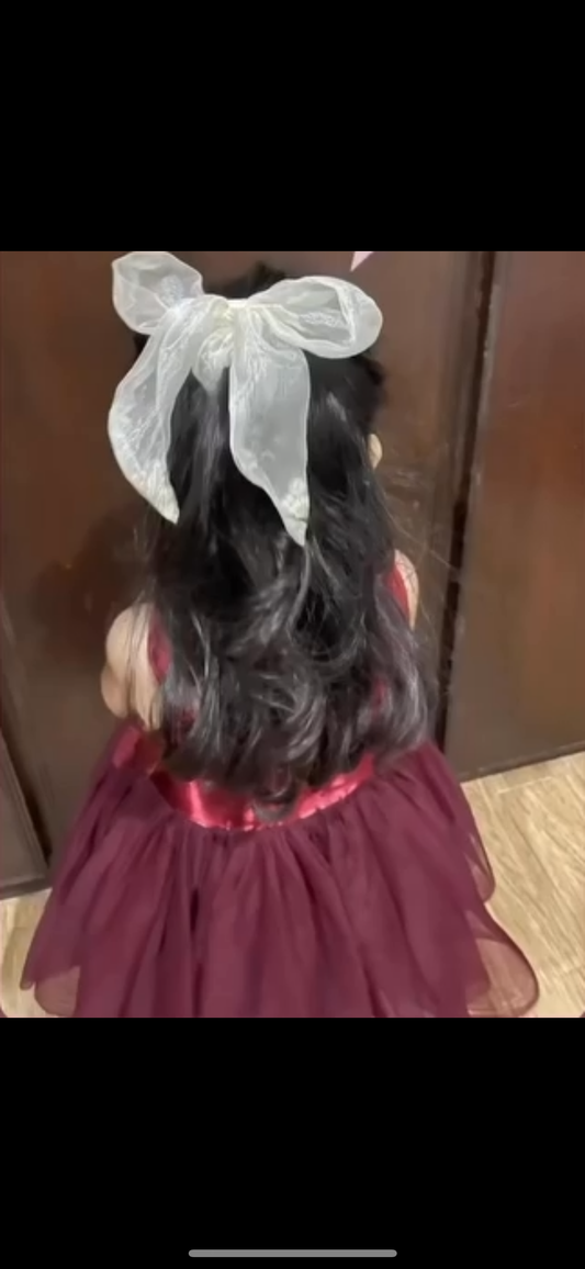Pearl Filled Organza Bow Hanging Scrunchies